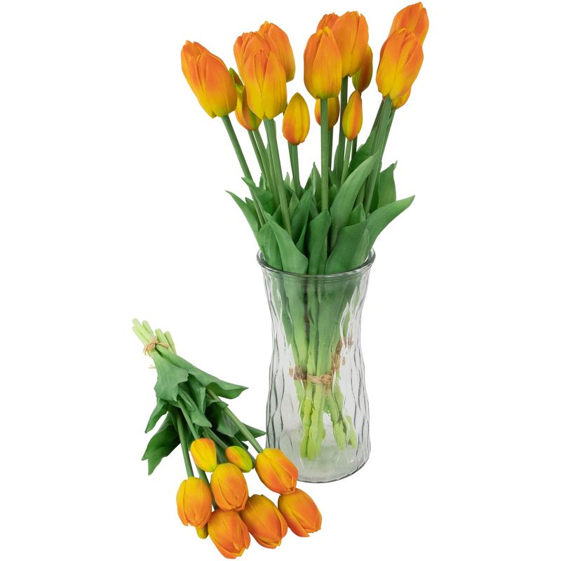 Northlight Real Touch™ Orange and Yellow Artificial Tulip Floral Bundles, Set of 6 - 18", 4 of 10