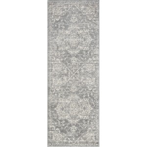 LIVN CO. Boho Distressed Medallion Woven Area Rug, Cream/Grey - 1 of 4