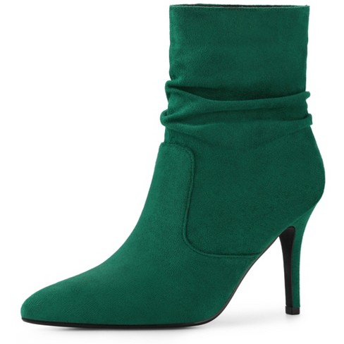 Allegra K Women's Pointy Toe Pull On Stiletto Heels Ankle Boots Green 9 :  Target