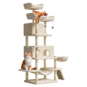 68.5" Multi-Level Cat Tree for Indoor, Heavy Duty Adult Cat Tower with 2 Condos, Plush Perches, Sisal Scratching Posts,Hammocks,Basket,Dangling Balls - 1 of 4