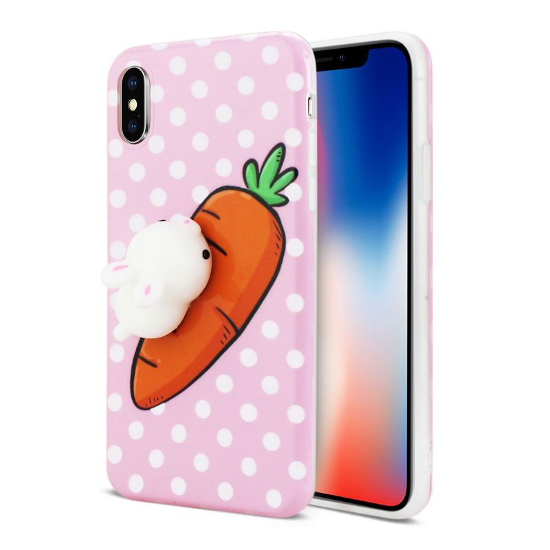 Reiko iPhone X/iPhone XS TPU Design Case with 3D Soft Silicone Poke Squishy Rabbit in Pink, 2 of 5