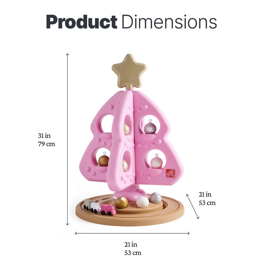 Removable ornaments on the pink Christmas tree toy