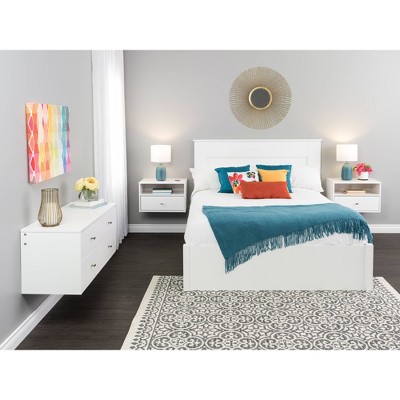 Serenity White Floating Dresser with Brushed Brass Knobs