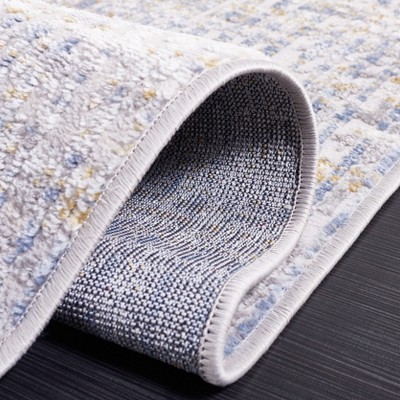 Beige and Light Blue Hand-Knotted Synthetic Rug