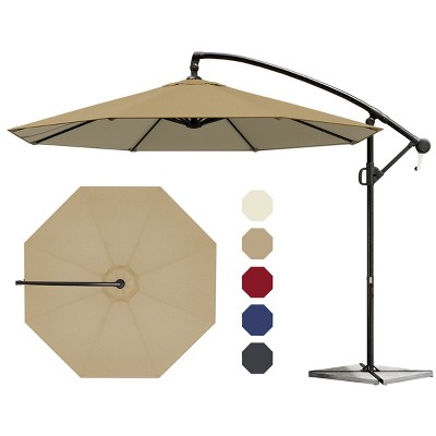 VisioGear Patio Umbrellas, Outdoor Market Hanging Umbrella, Patio Outdoor Umbrella with Crank Handle, Brown, 114.17"*114.17"*81.49"