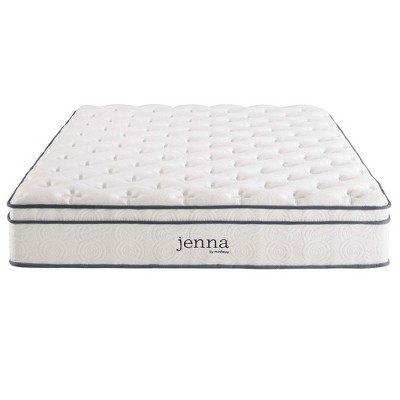 Modway Jenna 14” Innerspring and Memory Foam California King Mattress With Individually Encased Coils, White