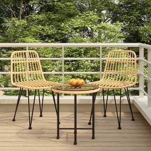 vidaXL 3 Piece Patio Dining Set Poly Rattan - 1 of 4