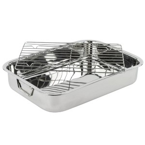 Lexi Home Stainless Steel Roasting Pan with Rack - 1 of 4