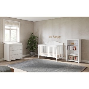 Child Craft Camden Crib, Dresser, and Bookcase Nursery Set, 3-Piece, Includes 4-in-1 Convertible Crib, 3 Drawer Dresser, and Bookcase (Matte White) - 1 of 4
