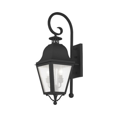 Elegant Bronze & Black Seeded Glass Outdoor Lantern