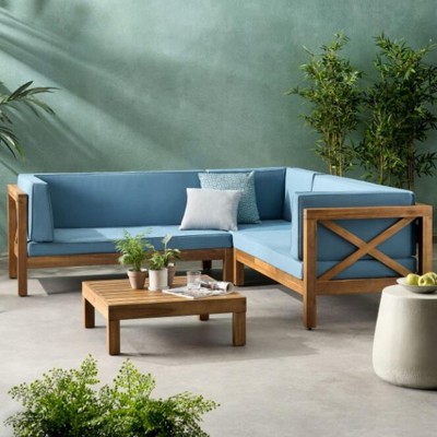 Maggift Patio Seating Sets Outdoor, Featuring Unique Design, Ideal for Chats, Perfect for Gardens, Living Spaces, Blue, 88.5"*30.25"*26.5"