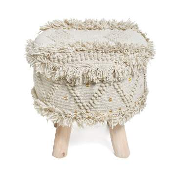 Roja Handcrafted Metal Accents Boho Fabric Stool - Christopher Knight Home