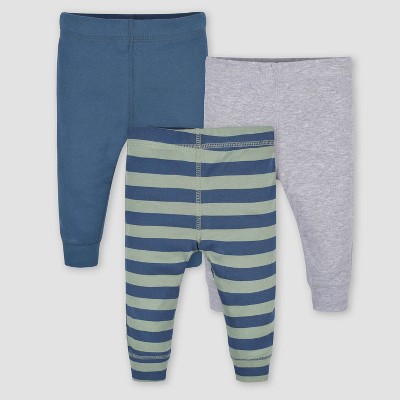 Gerber Baby 3pk Bear Pants - Gray/Forest Green/Navy Blue 0-3M