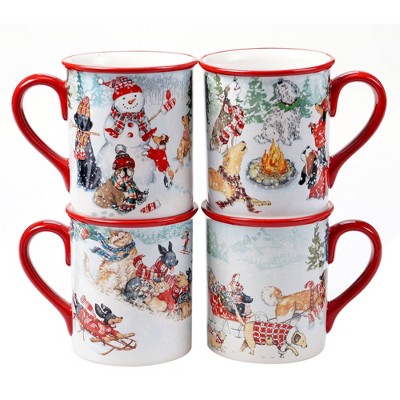 16oz 4pk Earthenware Holiday Magic Gnomes Mugs - Certified International