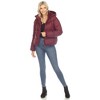 Women's Full Front Zip Hooded Bomber Puffer Jacket - White Mark - 4 of 4
