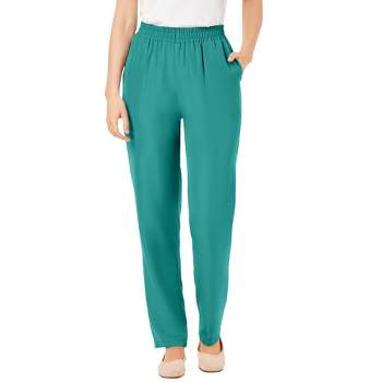 Woman Within Women's Plus Size Petite Hassle Free Woven Pant