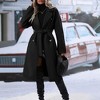 Women's Fall Winter Long Sleeve Double Breasted Buttons Coat Notch Lapel Long Trench Casual Coat Classic Open Front Belted Long Jacket - 3 of 4