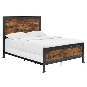Queen Industrial Wood and Metal Bed - Saracina Home - 1 of 4