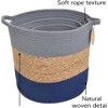 J&V TEXTILES Cotton Rope Storage Basket 3-Piece Set, Woven Laundry Hamper with Handle, Gray Navy Natural - 3 of 4