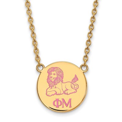 Black Bow Jewelry 14k Yellow Gold Plated Sterling Silver Phi Mu Greek Life Necklace 18 Inch