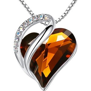 Infinity Love Birthstone Necklace for Women, Silver Plated Heart Pendant with Adjustable Chain - 1 of 4