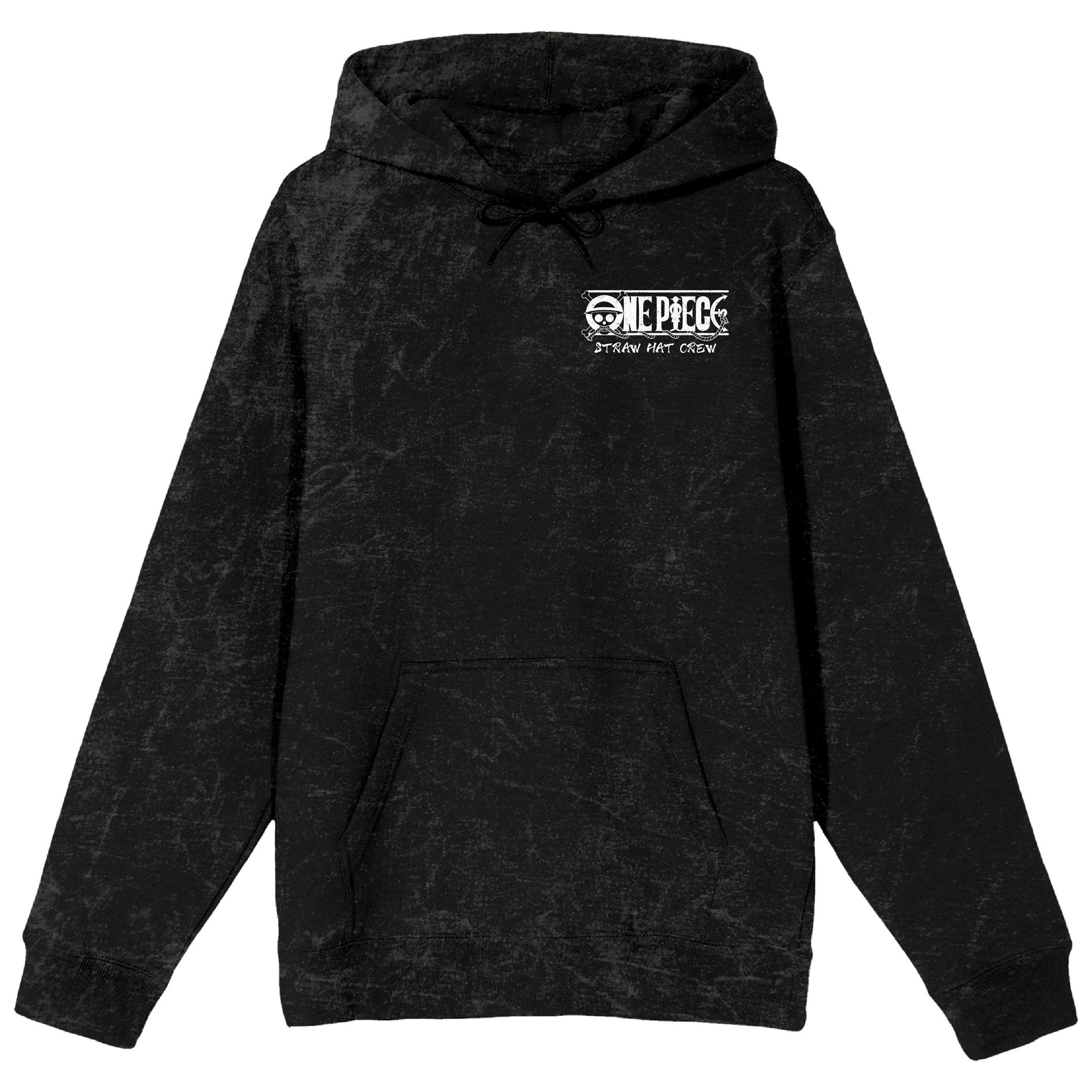 One Piece Straw Crew Adult Black Long Sleeve Hooded Sweatshirt