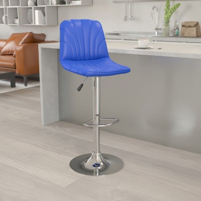 Flash Furniture Contemporary Blue Vinyl Adjustable Height Barstool With ...