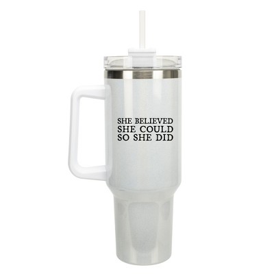 100 North She Believed She Could So She Did Faith Wrap-Around 40 Oz. Stainless Steel Water Bottle Coffee Mug, Spill & Leak Resistant, Travel Tumbler