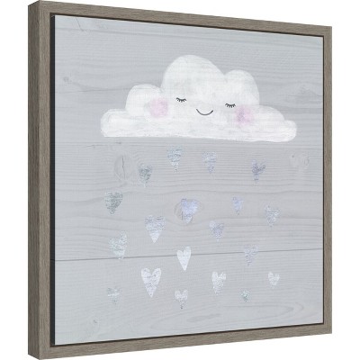 Sweet Dreams IV Acrylic Canvas Painting with Distressed Greywash Frame