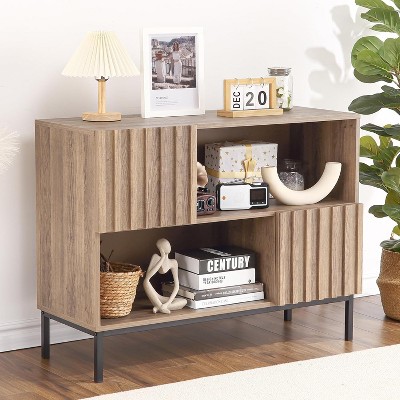 Entryway Table, Modern Buffet Storage Cabinet, Console Table Behind Sofa with Display Shelf and Metal Legs, Decorative Cabinet for Living