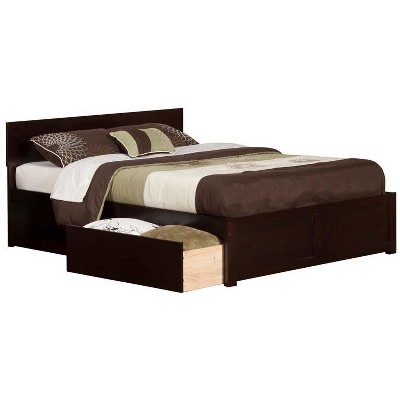 Atlantic Furniture Orlando Queen Flat Panel Foot Board w/ 2 Urban Bed Drawers Espresso