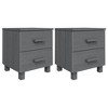 vidaXL Bedside Cabinets HAMAR 2 pcs Dark Gray 15.7 in.x13.8 in.x17.5 in. Solid Wood - 2 of 4