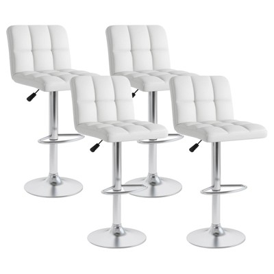 Costway Set of 4 PU Leather Bar Stool Swivel Bar Chair w/ Adjustable Height