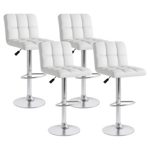 Costway Set of 4 PU Leather Bar Stool Swivel Bar Chair w/ Adjustable Height - 1 of 4