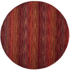 Red Stripe Loomed Round Area Rug 6