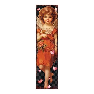 HomeRoots 36" Black Gold And Pink Solid Wood Valentine's Day Cupid Porch Sign - 1 of 4