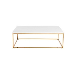 Eurostyle Teresa Rectangle Coffee Table, 15-1/2"H x 47"W x 23-1/2"D, High Gloss Gold/High Gloss White - 1 of 4