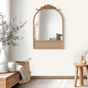 MAYEERTY 35.83x24.02x1.57in Solid Wood Carved Rattan Right-Angle Arch Brown Hanging Mirror - 3 of 4