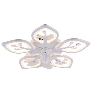 22'' Flush Mount Ceiling Fan with Lights and Remote, 3-Color Temps, 6 Speeds Reversible, Dimmable for Bedroom, Kitchen, Dining Room, White - 1 of 4