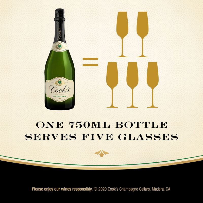 Cook&#39;s California Champagne Extra Dry White Sparkling Wine - 750ml Bottle, 4 of 10
