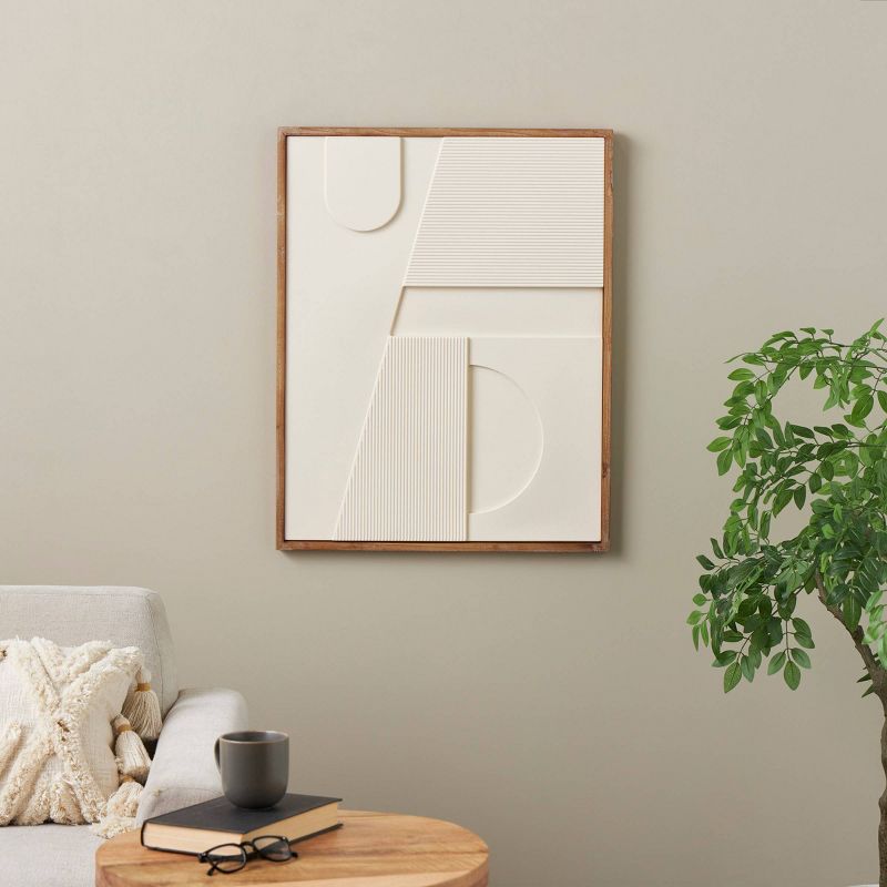 Olivia &#38; May 31&#34;x24&#34; Wood Geometric Dimensional Art Deco Arched Wall Decor with Brown Frames Cream, 2 of 8