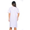 Dreamcrest Womens Short Sleeve Duster, Seersucker Gingham Housecoat/Women Sleepwear Embroidered Snap Front Nightgown - 3 of 3