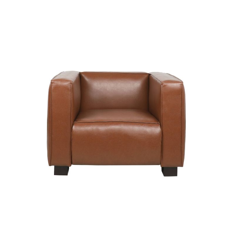 Goyette Contemporary Faux Leather Club Chair Cognac Brown/Dark Walnut - Christopher Knight Home, 1 of 11