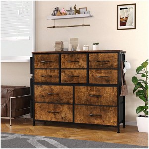 Dresser for Bedroom,10 Drawers Dresser & Chest of Drawers with Fabric Bins,Side Pockets and Steel Frame,Tall Dresser Storage Tower for Closet Hallway - 1 of 4