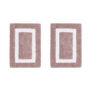 Hotel Bath Rug 100% Premium Cotton Tufted Weave Two Tone Reversible 2 Piece Bathroom Rug Set, Super Soft & Water Absorbent, Machine Washable Bathmat - 1 of 4