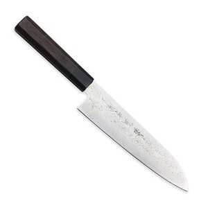 Kikuichi Cutlery Nickel Warikomi Damascus 7" Santoku Knife - 1 of 3