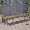 Wooakway Modern 61" L Weather-resistant Patio Bench With Powder-Coated Metal Hairpin Legs & Acacia Wood Top For Garden Sunroom Poolside Decoration - 2 of 4