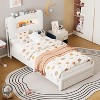 Twin Bed Frame with 2-Tier Storage Headboard,LED Platform Bed with Charging Station and Drawer - 2 of 4