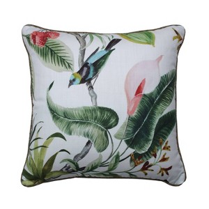 Paradise Leaf Square Throw Pillow Green - Pillow Perfect