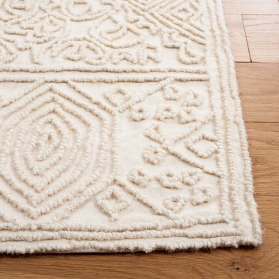 Ivory Hand-Tufted Wool Square Area Rug, 6'6" x 6'6"